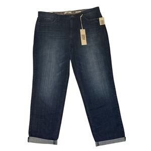 Vintage America Blues Boyfriend Jeans Women 16/33 Dark Wash Cuffed Stretch